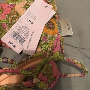 Target Pink and Green Floral String Bikini